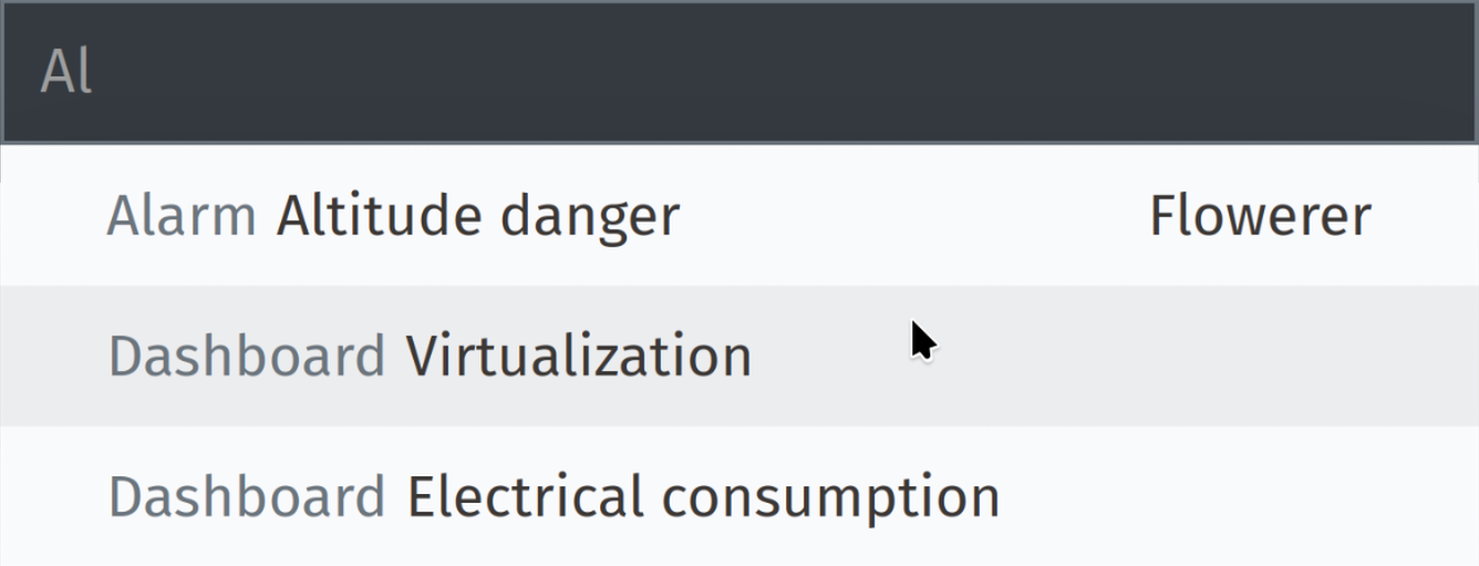 Search bar showing that filtering is done for different entities