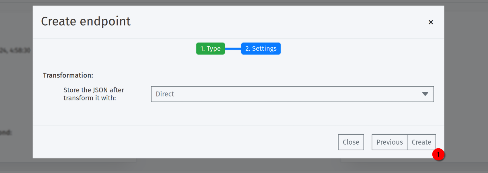 Okno dialogowe endpoints konfigurowanie endpointu HTTP